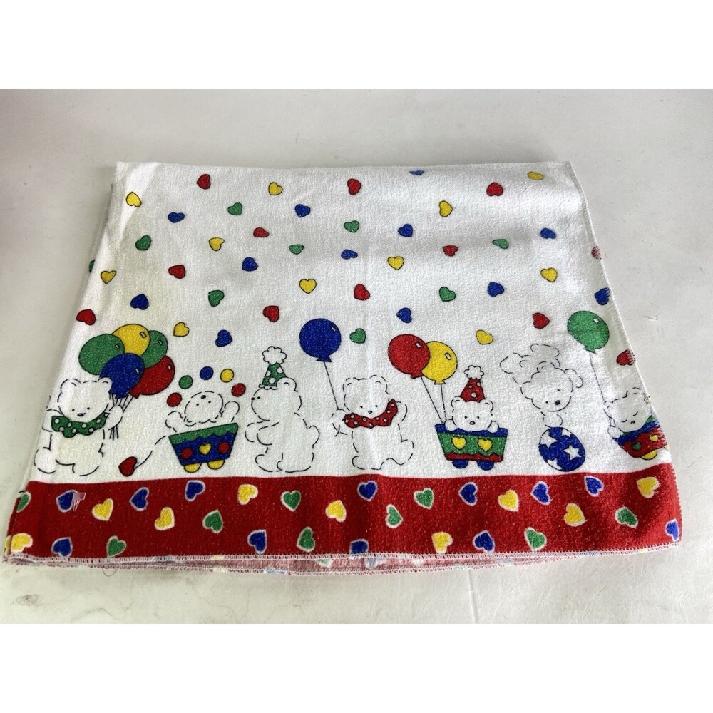 Vintage Carters Riegel Teddy Bear Balloons Baby Receiving Blanket USA